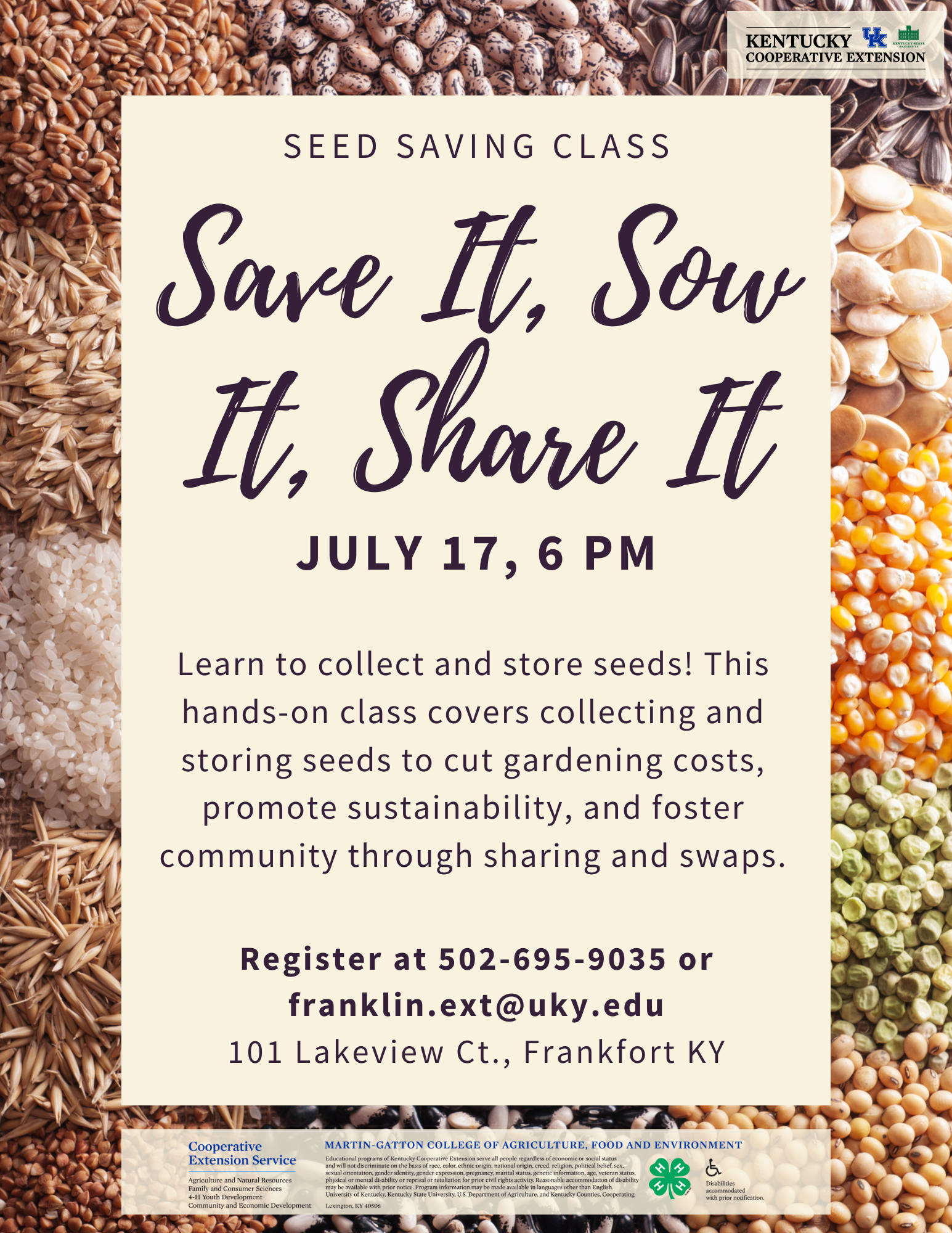 Seed saving class flyer