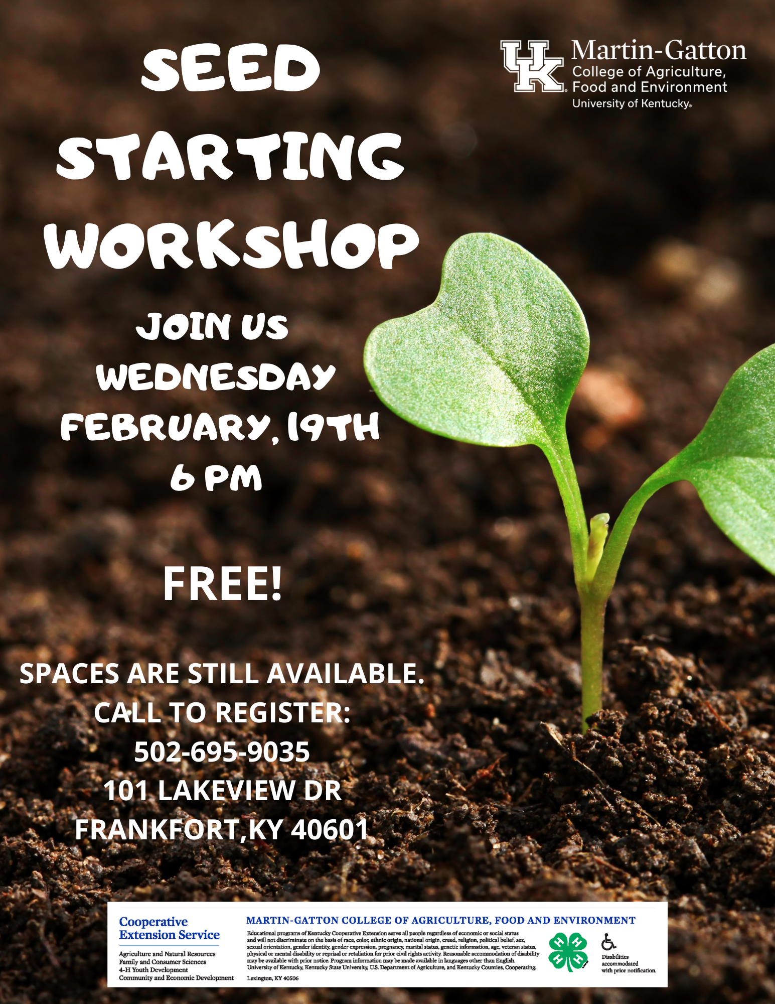 Seed starting workshop flyer